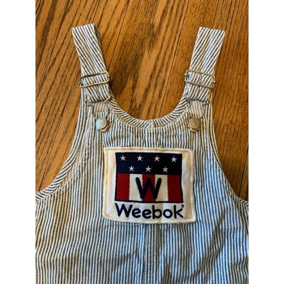 VTG Y2K Weebok Bib Overall Short Conductor Toddler 18M Blue/White Railroad 90s - Picture 8 of 12